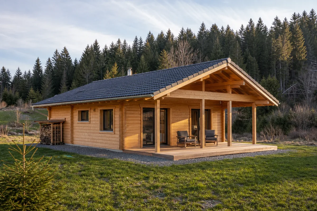 Chalet en bois habitable 70 m² : prix, permis, agencement